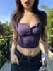 Camiseta Sexy Retrô Americana de Manga Curta com Gola Semiaberta para Mulheres Verão Nova Cintura Slim Elegante Versátil Top Curto