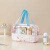 Bolsa Cosmética Transparente Divertida Bolsa de Lavagem Portátil Bolsa de Armazenamento de PVC Impermeável Partição Dupla Bolsa Separada para Secos e Molhados
