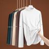 Camiseta de Veludo Dupla Face Gola Alta Manga Longa Outono e Inverno Masculina Slim Casual Camiseta Básica Masculina e Feminina Lapela Acolchoada Top Quente