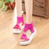 Transfronterizo Nuevo talla grande Suela gruesa Ligeras Pantuflas tejidas Zapatos de mujer Nuevo Europeo y americano Casual Lana Punta redonda Sandalias romanas