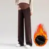 Pantalones de maternidad para otoño, adecuados para usar en exteriores, soportan el vientre durante el embarazo sin oprimirlo, pantalones de pierna ancha, pantalones largos de pierna recta para mujeres petites, ropa de invierno para maternidad