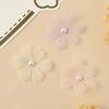 Pieza de flor de perla de organza ropa accesorios para el cabello boda broche accesorios diy material hecho a mano flor de perla