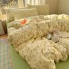 Juego de Cama de Hilo de Algodón de Doble Capa de Cuatro Piezas Cubre Edredón Engrosado Cama de Dormitorio Sábanas Juego de Tres Piezas Universal para Todas las Estaciones Nuevo Estilo 2024