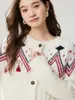 Diseño Sorprendentemente Hermoso Suéter de Cachemira con Cuello Redondo para Mujer Cardigan de Punto Jacquard Fair Isle de Alta Gama Top Elegante Ropa de Abrigo
