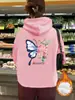 Amazon Ebay Sitio Independiente Comercio Exterior Sudadera Estampada de Mariposas Sudadera Casual Cómoda para Mujer Forrada de Polar