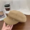 Gorro Octagonal de Lana para Mujer Otoño e Invierno 2026 Gorro de Artista Vintage que Hace que la Cara Parezca Más Pequeña, Boina Versátil