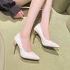 Sapatos de salto alto femininos 2024 novos sapatos femininos primavera e outono estilo coreano bico fino boca rasa sapatos stiletto femininos sapatos da moda