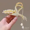 Grampo de Cabelo Elegante Estilo Antigo Cheongsam Grampo de Cabelo com Borla Doce Flor de Lírio do Vale Coreano Mostrando Volume de Cabelo Grampo Elegante de Tubarão para Mulheres