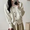 Cardigan suéter casual retrô de tricô trançado estilo coreano para mulheres, adequado para outono e inverno, emagrecedor e versátil para o trabalho e lazer