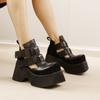Primavera 2025 Novos Sapatos Femininos Camada Superior Couro de Vaca Pequeno Sola Grossa Retro Personalizado 10cm Plataforma Sola Sapatos Únicos