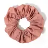 Elásticos de Cabelo de Algodão e Linho com Imitação de Cor Sólida, Estilo Europeu e Americano Transfronteiriço, Acessórios de Cabelo de Tecido Frescos e Simples, Disponíveis em Várias Cores, Scrunchies Elásticos para Cabelo para Mulheres