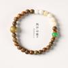 Rosario de sándalo verde fino de lujo artístico pastoral Cadena de cuentas de piedra Shoushan buena suerte círculo único novias círculo único Pulsera de cuentas de Buda Wenwan