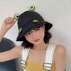 Bonito Sombrero de Rana para Niños Verano Anti-UV Sombreado Cabeza Grande Divertido Dibujos Animados Coreano Sombrero de Pescador Sombrero Cubo Moderno