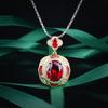 Estilo palacio retro italiano traje rojo granate con circonita collar de flor pendientes de diamante rojo anillo de tesoro abierto de colores