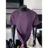 Camiseta de Manga Corta de Estilo Americano de Marca de Moda, Diseño de Alto Nivel Desestructurado con Remaches para Hombre, Verano, Corte Holgado, Talla Grande, Cuello Redondo, Hombro Normal