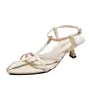 Sandalias de Tacón Alto para Mujer en Verano, Diseño Nuevo, Punta Fina, Correas Cruzadas, Tacones de Gatito, Temperamento, Faldas, Zapatos de Tacón Alto para Mujer