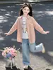Conjunto de camisa a cuadros estilo coreano para niñas, nuevo atuendo casual holgado de dos piezas para primavera y otoño, ropa de otoño moderna y elegante para niños
