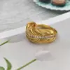 Anillo de Pluma con Tachuelas de Diamante Vintage Yu Hong, Lujo de Nicho con un Toque de Alta Gama, Anillo de Espiga de Trigo Cepillado Hecho a Mano