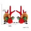 Diadema Navideña de Venta Caliente Transfronteriza Pinza para el Pelo de Oreja de Peluche con Cuernos Pinza Lateral para el Cabello de Mujer Par de Pinzas para el Cabello de Reno