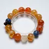 [Fruta da Selva] Pulseira de Cristal de Granada Natural para Mulheres Mais Fácil de Combinar Flor Amarela Cola Vermelha Pulseira Atacado