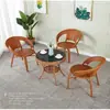 Mesa de Chá Pequena Simples para Varanda para Uso Doméstico, Adequada para Apartamentos Pequenos, Mesa de Chá para Sala de Estar, Conjunto de Mesa de Chá Pequena e Cadeiras de Rattan, Mesa Redonda de Vidro