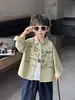 Q125 Camisa para niño, nueva colección de otoño, estilo coreano, prenda exterior delgada y elegante para niños, adecuada para primavera y otoño, top moderno y versátil
