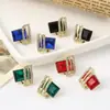 Aretes Coreanos Elegantes Versátiles de Celebridad de Internet para Mujer Nuevos Aretes de Diamante de Alta Gama Aretes Geométricos de Alas de Rombo de Cristal