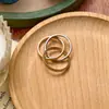 Anillo Nuevo Brillante de Tres Anillos Tricolor Transfronterizo Europeo y Americano Anillo Unisex Anillo Joyería al por Mayor Anillo para Mujer