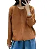 Cárdigan de punto con cuello redondo estilo coreano para mujer, nueva prenda exterior artística vintage de primavera y otoño, abrigo suéter de manga larga holgado y casual