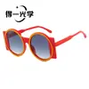 Nuevas gafas de sol de montura redonda con bloques de color, estilo europeo y americano, para mujer, protección UV de alta gama