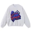 Moletom com Capuz Estilo Vintage com Estampa de Slogan de Corrida Vermelho e Azul, Marca de Moda High Street, Caimento Solto, Moletom Unissex, Em Estoque