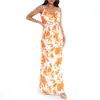 Vestido Longo Feminino Transfronteiriço AliExpress Popular Europeu e Americano Alça Ajustável Solto Sexy Cinto Estampado Vestido de Praia