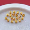 Accesorios de Cuentas Espaciadoras de Moneda de Cobre Mini Color Dorado, Dijes para Pulsera de Imitación Dorada, Joyería DIY con Cuentas de Transferencia con Agujero