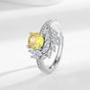 Anillo de diamantes amarillos para niña, estilo frío, abierto, con personalidad de circonita, para celebrar en línea, de moda coreana.