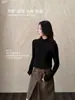 32091 # Nueva camiseta interior de felpa de coco extra gruesa para otoño e invierno con cuello alto, top cálido de manga larga con forro polar para mujer