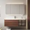 Set de Gabinetes de Baño Gesili Estilo Vintage con Lavabo Integrado de Cerámica y Madera de Nogal para Baño