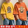Camiseta de manga corta de algodón puro para niños, nuevo estilo de verano, camiseta transpirable de corte holgado para niños, top de media manga con estampado de dibujos animados para niños mayores