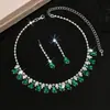Aretes y Collar de Borla con Forma de Gota de Agua Ecológicos de Nuevo Estilo Transfronterizos y Conjunto de Joyería Nupcial Boda Cadena de Clavícula de Moda de Gama Alta