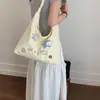 Bolsa de Lona Rayada para Mujer, Gran Capacidad, Bolso de Mano de Dibujos Animados para Estudiantes, Bolso de Hombro de Nicho para el Trabajo