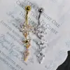 Colgante de Flor Anillo para Ombligo de Acero Inoxidable Moda Europea y Americana Anillo para Ombligo de Aleación de Titanio Cobre Incrustado Circonita Joyería para Ombligo Joyería para Piercings