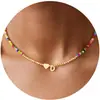 Moda Transfronteriza Europea y Americana Collar con Iniciales de Colores con Cuentas Gargantilla de Cobre Estilo Bohemio Regalo de Cumpleaños Joyería para Mujeres