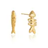 Pendientes de Pescado de Acero Inoxidable Jieding, Pendientes de Lujo Ligero y de Alta Gama Estilo Resort, Joyería de Acero de Titanio Chapado en Oro de 18K que No se Desvanece