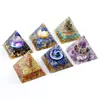 Pirâmide de Cristal Natural 5cm Estilo Europeu e Americano Decoração de Mesa para Casa e Escritório Ornamento de Pirâmide de Resina para Yoga Meditação