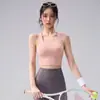 Conjunto Esportivo de Corrida de Verão com Top Vazado nas Costas em Corte Cruzado, Shorts Fitness de Cintura Alta com Controle de Barriga, Roupa de Yoga