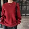 Suéter Casual de Cuello Redondo 100% Lana para Mujer, Grueso y Cálido para Otoño e Invierno, Manga Larga, Suéter Básico de Punto, Top de Cachemir