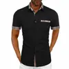 Nueva camisa casual de manga corta para hombre para primavera, verano y otoño, camisa de hombre simple de moda de negocios con cuello de solapa