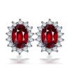 Sri Lanka Royal Synthetic Brincos de Safira Mulheres incrustado de diamante Ametista Cor Gemstone princesa Brincos Stud Flor