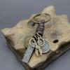 Llavero creativo aleación tijeras vintage tejido piel de vaca llavero bronce 181