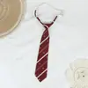 Corbata de Lazo Perezoso Rayada Roja y Dorada, No Necesita Atarse, Corbata Estilo Uniforme Escolar Japonés para Mujeres, Foto de Graduación, Corbata de Uniforme Académico Marrón para Hombre