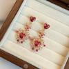 Pendientes Largos con Forma de Corazón para Fuegos Artificiales de Alta Gama Resistentes y Ecológicos con Circonita de Cobre Microincrustada, Pendientes Llamativos Únicos y Audaces